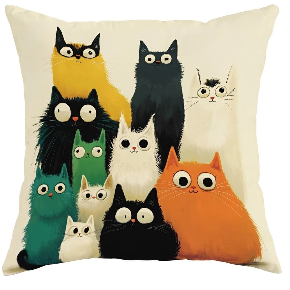 Super cute cartoon cat pillow lining: funny and colorful cat Tiantuan, sofa and chair cushion lining, home decoration