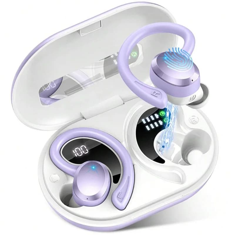 Btootos Auricolari wireless Sport, 2025 Cuffie Bluetooth 5.4 Cuffie stereo Hi-Fi per bassi, cuffie con cancellazione del rumore da 56 ore Wi