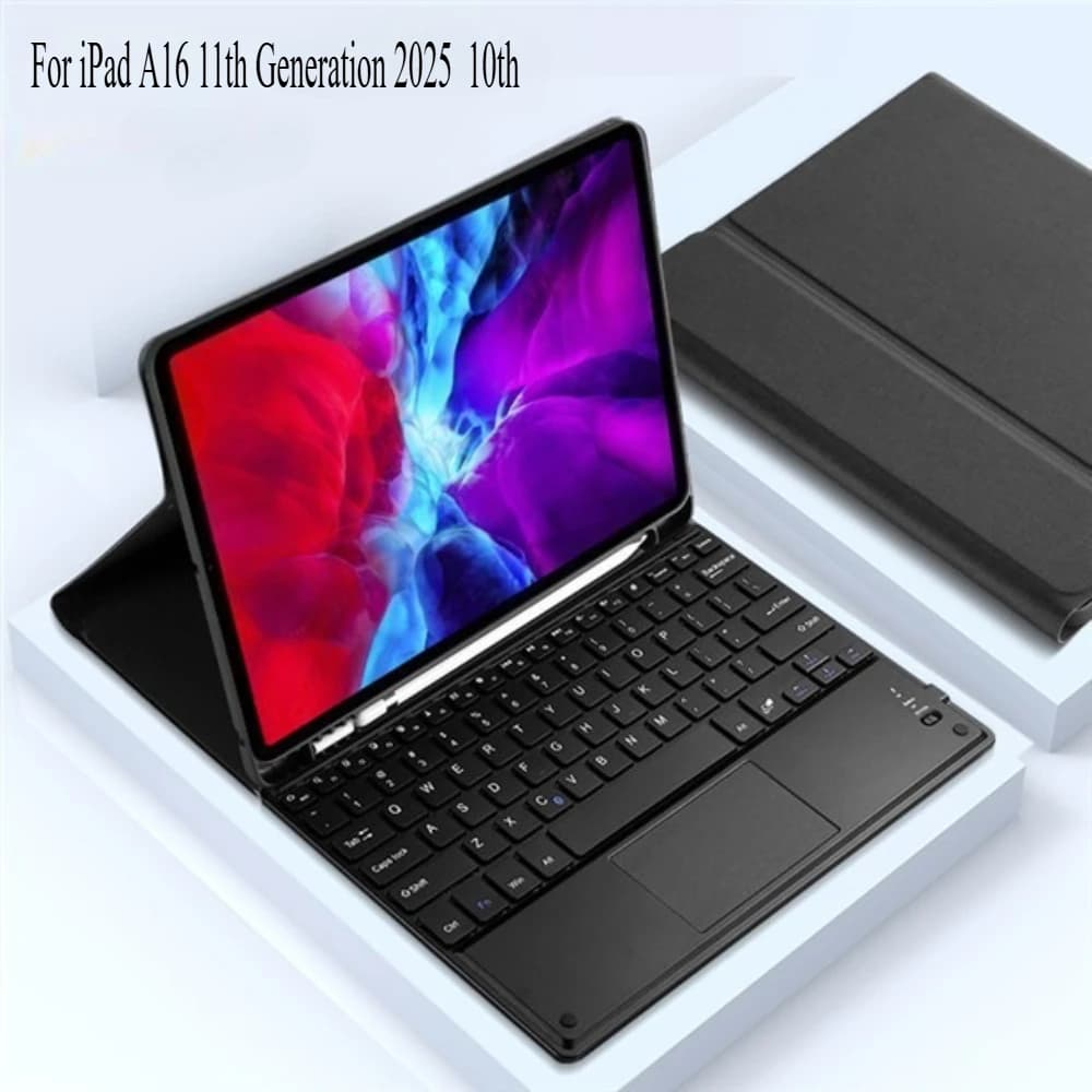 Custodia con tastiera per iPad 11a generazione A16 2025, cover per tablet con tastiera BT staccabile per iPad 10a generazione Custodia in pelle Funda
