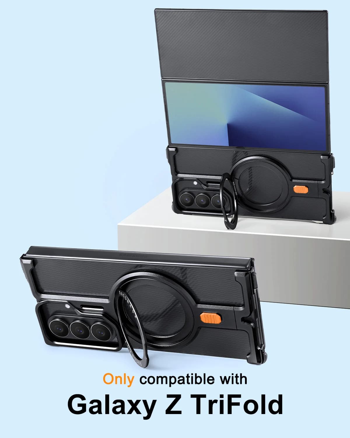 Custodia per telefono Oatsbasf in metallo, elegante e sottile, con cornice magnetica e protezione a 360° per Samsung Galaxy Z TriFold ° Supporto Girevole