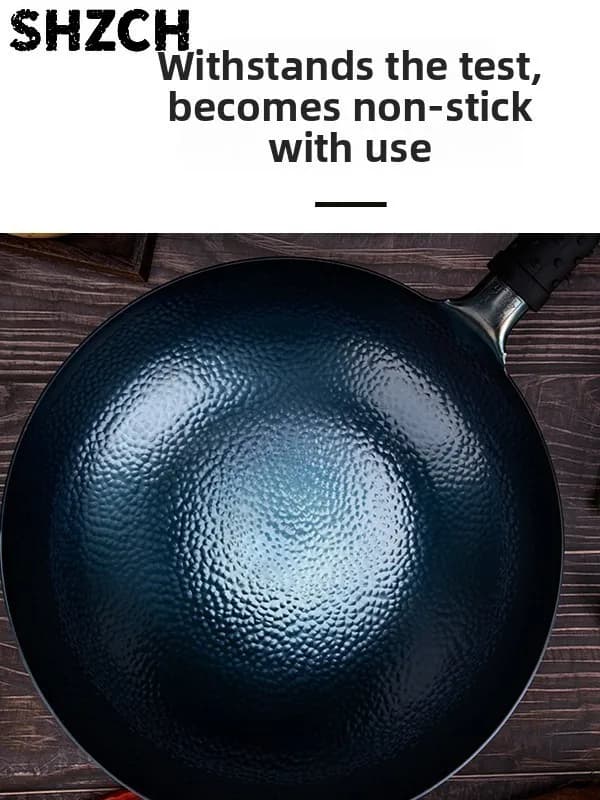 Iron Wok Traditional Home Use Non-Sti No Coating Gas Stove Old Deep Fry Pan Kitchen Cookingware