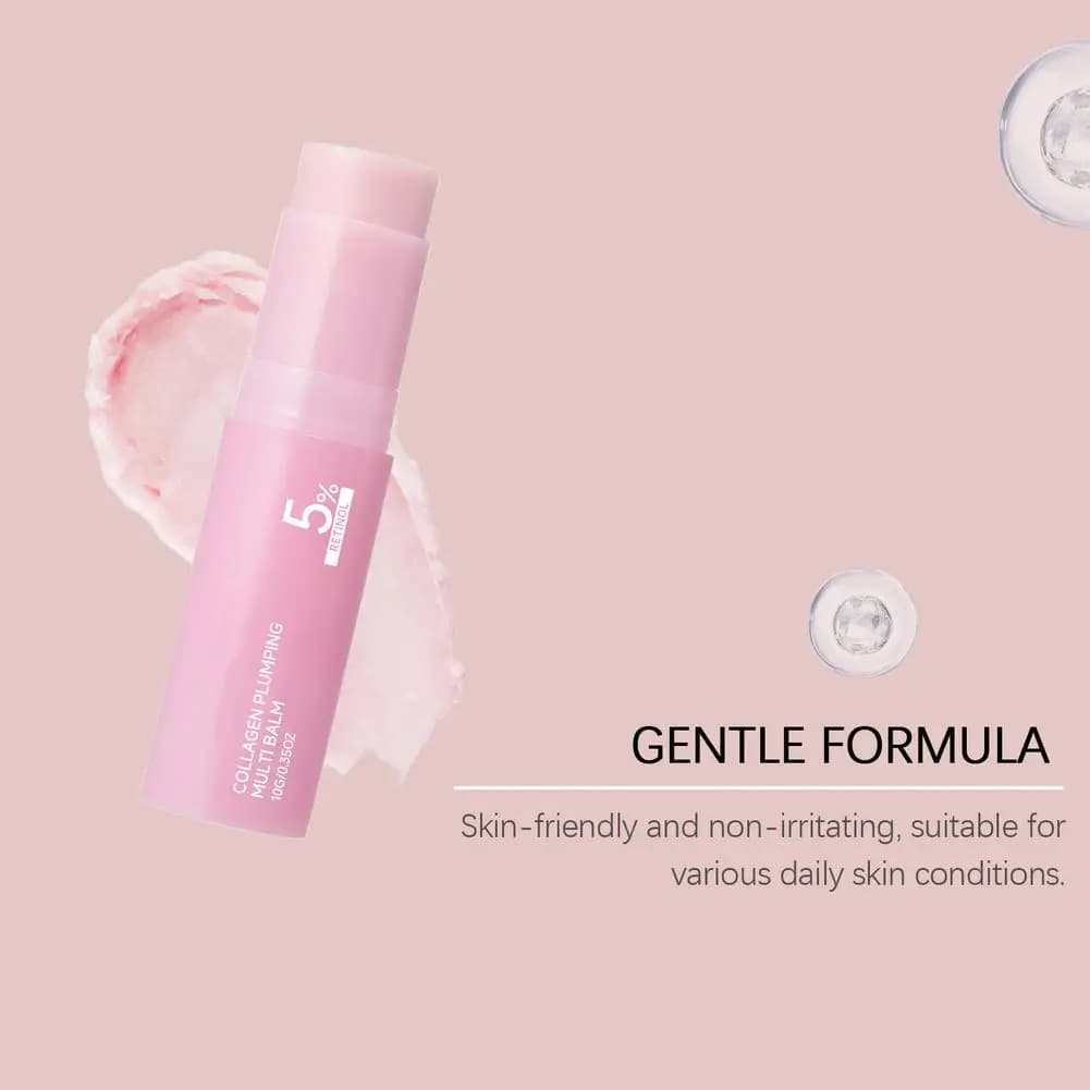 Stick idratante leggero al collagene rosa, balsamo labbra multi-effetto, leviga le rughe delle labbra, cura rassodante per l'uso quotidiano, a casa e in viaggio.