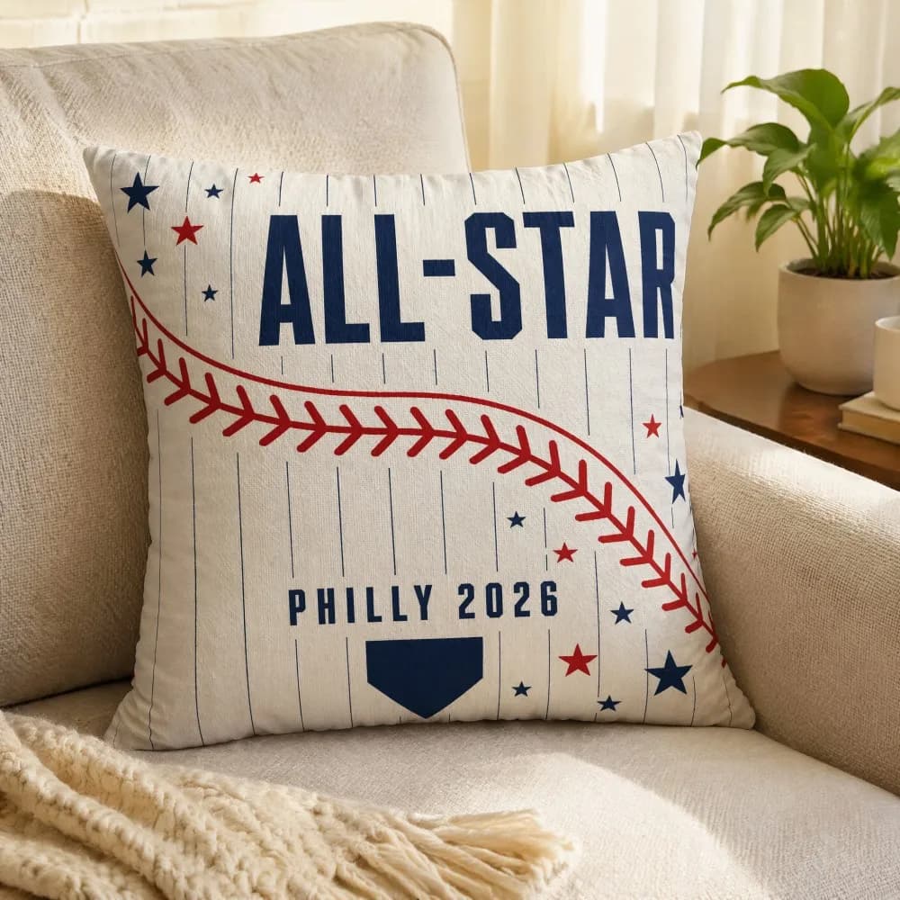 All-Star Philly 2026 Baseball Pinstripe Throw Pillow Cover Sports Fan Sofa Decor Cushion Case