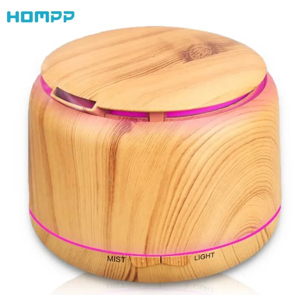 Diffusore di oli essenziali di aromi 100ml Umidificatore a nebbia ad ultrasuoni 7 colori di luce senza acqua Spegnimento automatico della camera da letto con venature del legno