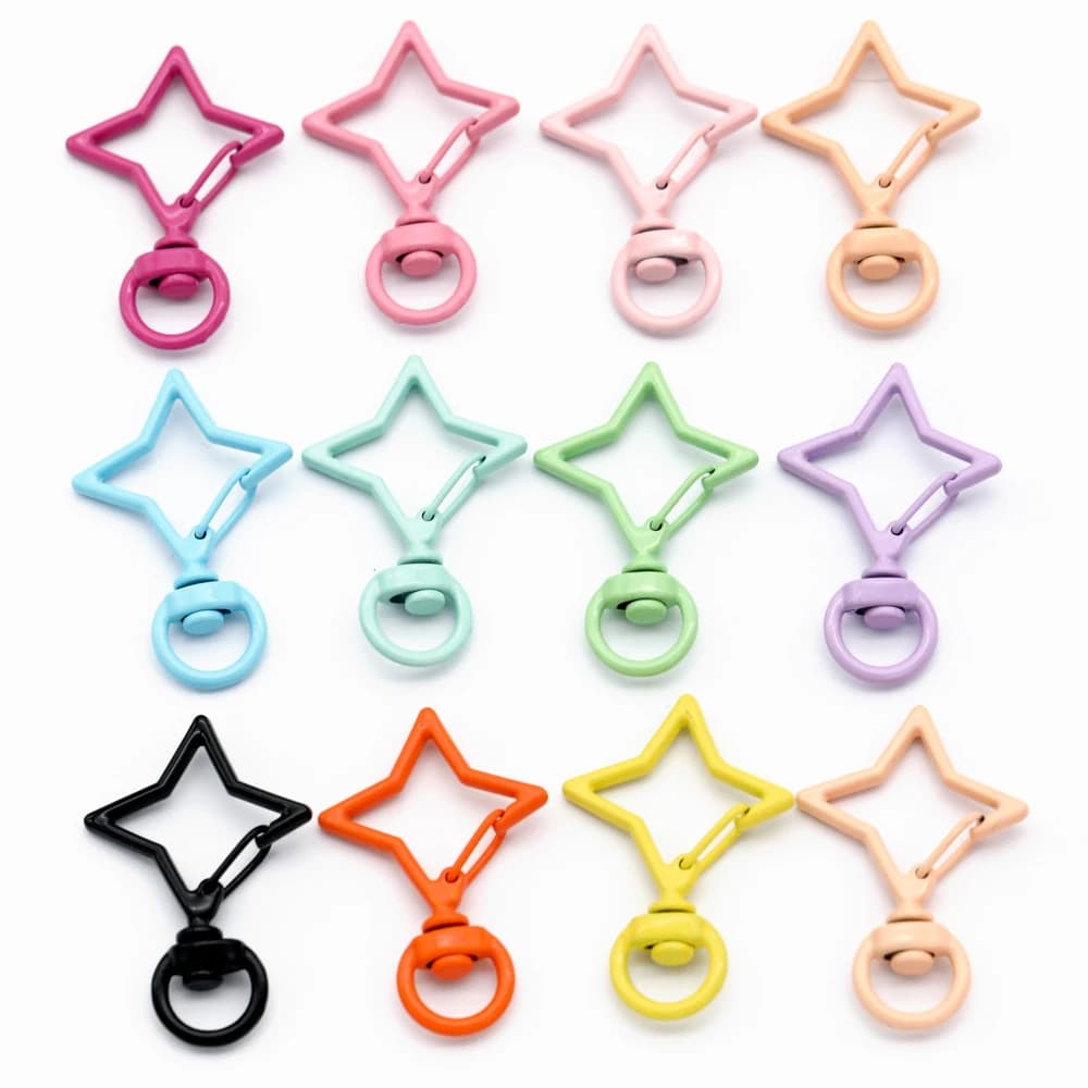 Portachiavi a forma di stella Accessori hardware Chiusura a molla in metallo Portachiavi fai da te Ciondolo Artigianato Risultati di gioielli 5 pezzi
