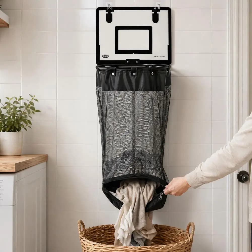 No Drill Laundry Basket, Thickened Breathable Mesh Storage Bag,Hanging Organizer for Kids And Adults Dirty Clothes