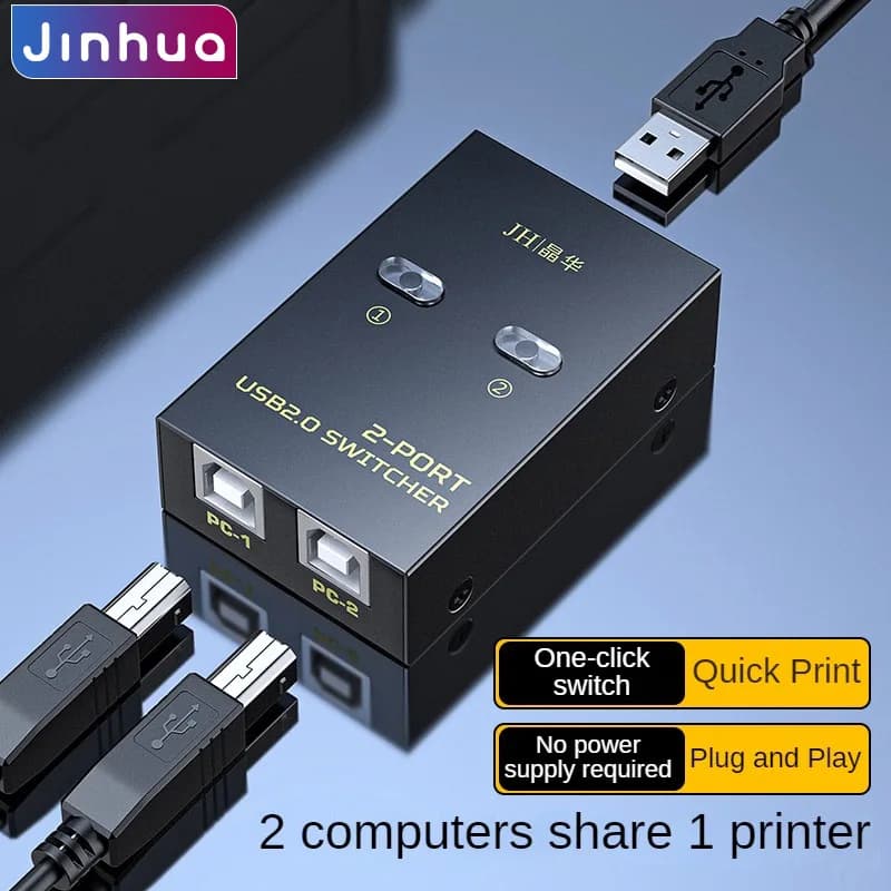 Switcher USB 2.0 per la condivisione della stampante, Hub di condivisione automatico 2x1 per stampanti, scanner e dispositivi USB