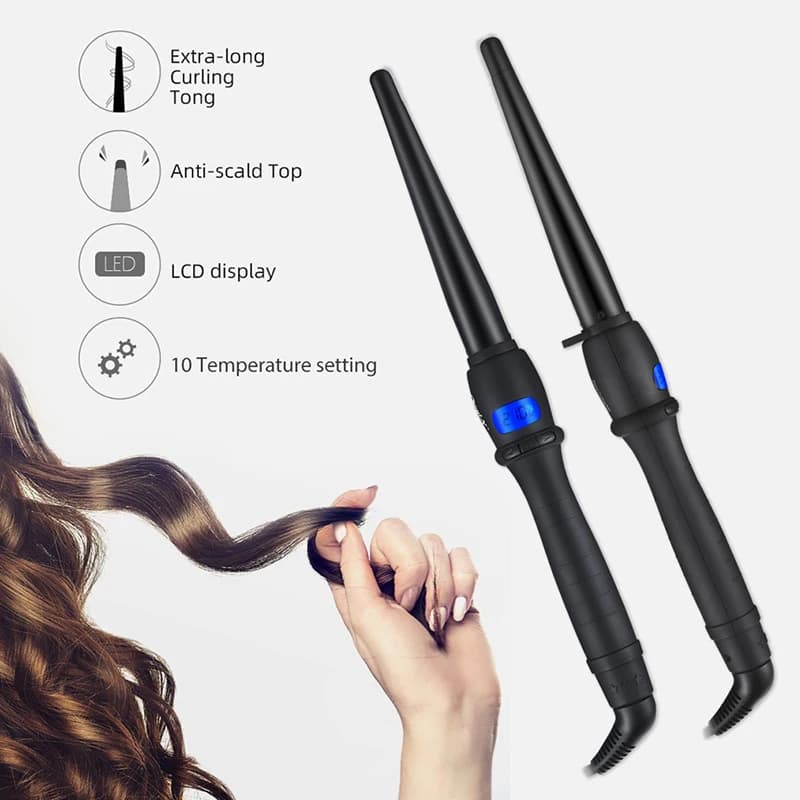 Bigodino per capelli professionale in ceramica a forma di cono, ferro arricciacapelli, rulli per bacchetta, strumenti per lo styling, stile, calore rapido, ricci elettrici