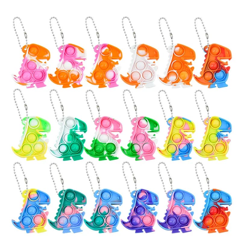 10/30pcs Mini Pop Fidget Toy Pack Dinosaur Party Favors portachiavi Pop giocattoli antistress per bambini regali per feste di compleanno forniture