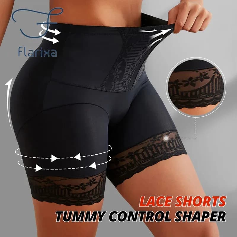 1 piece safety shorts in lace for women waist modeling panties compression boxer thigh shapewear anti rubbing