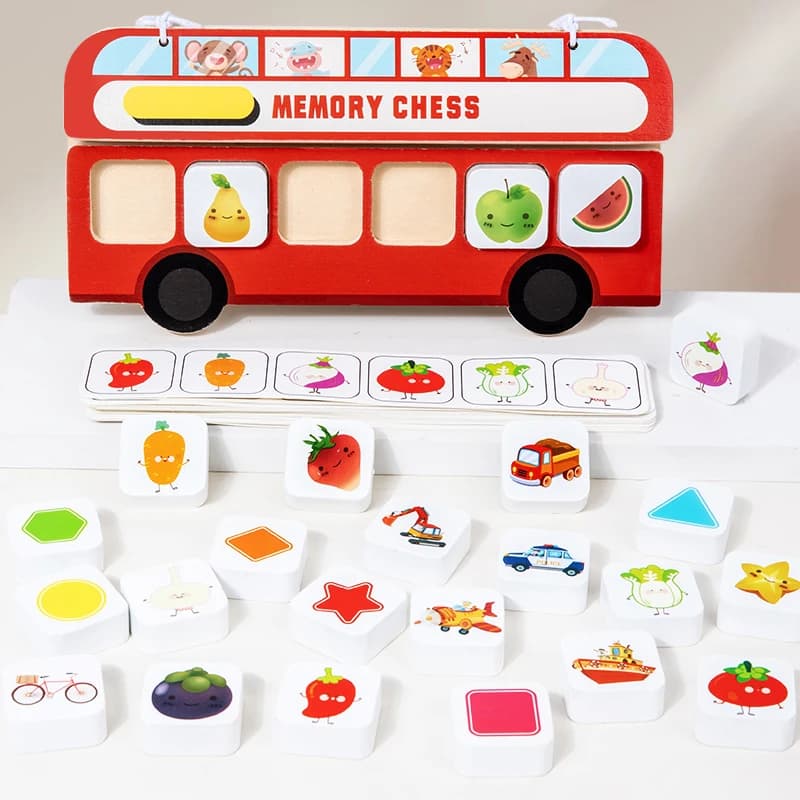 Gioco da Tavolo in Legno Montessori con Blocchi a Forma di Frutta per l'Apprendimento dei Colori e delle Forme, Puzzle Educativi per Bambini