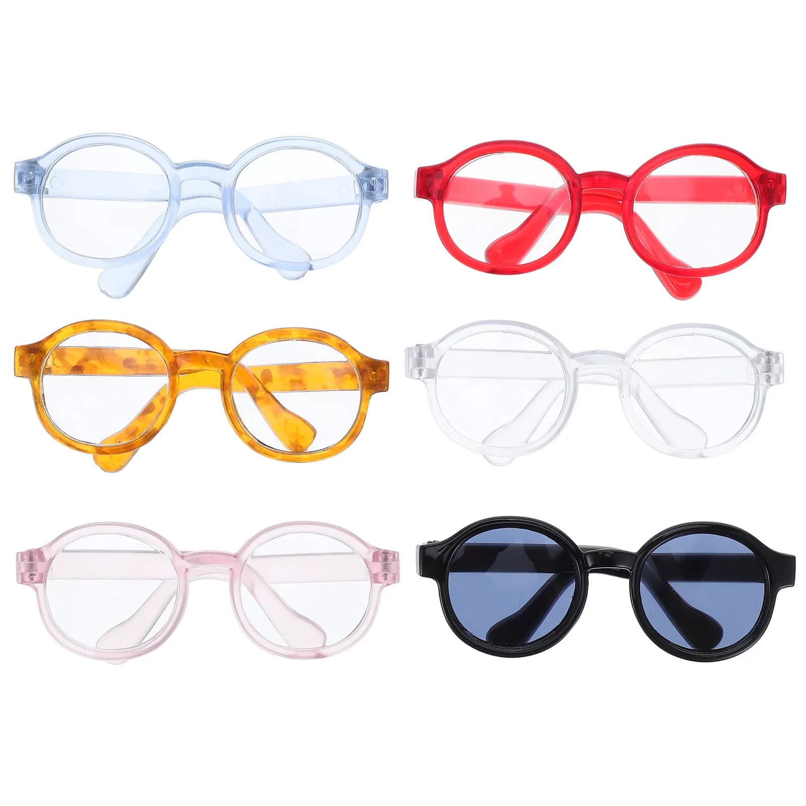 6Pcs Mini Pet Glasses Cute Plastic Sunglasses Stuffed Animal Dress Up Eyewear Photography Props Puppy Party Favors