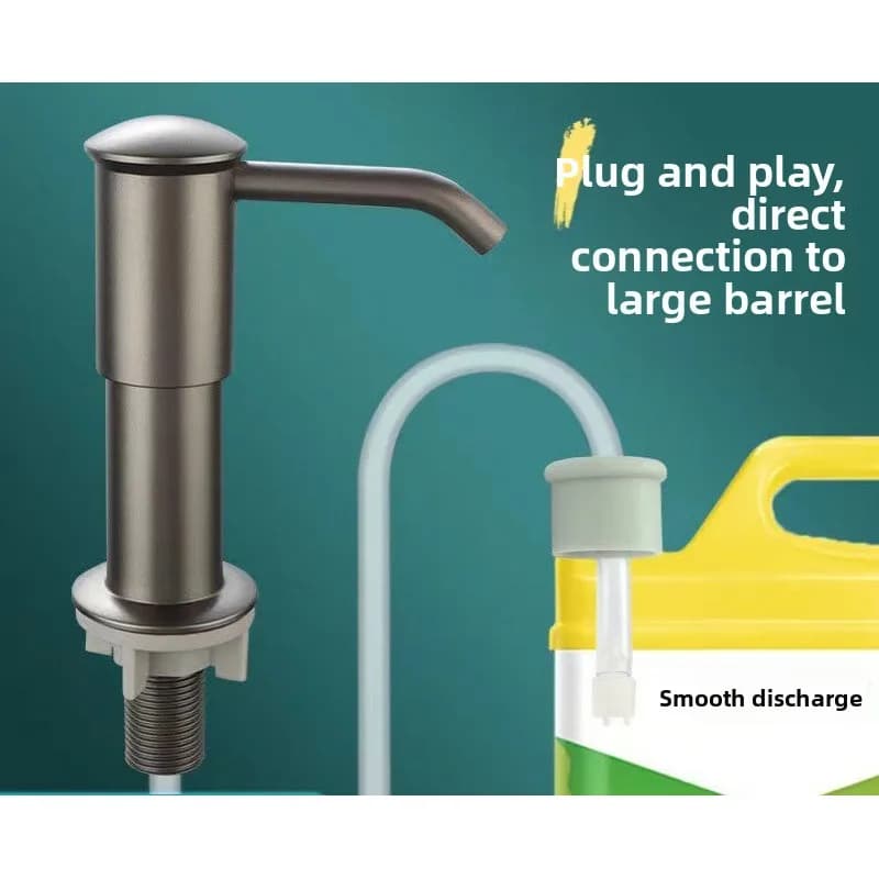 Dispenser di sapone per lavello da cucina in acciaio inossidabile con pompa manuale, con un tubo di prolunga lungo, adatto per detergente e disinfettante per le mani