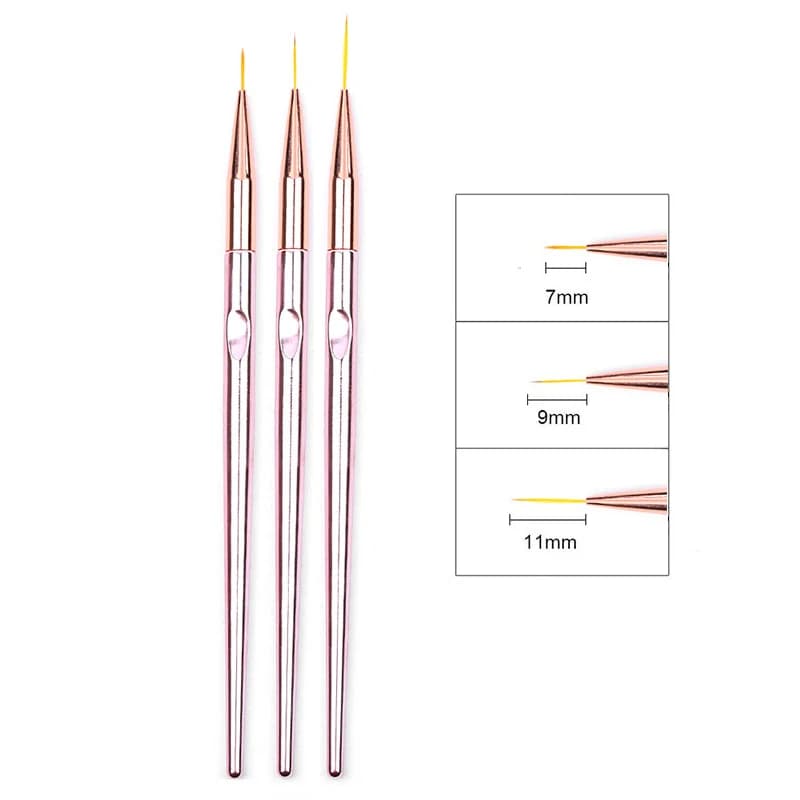 3Pcs Per Set Slim Line Nail Art Brush French Stripe Drawing Pen For UV Gel Acrylic 3D Manicure Salon DIY Beauty Supply