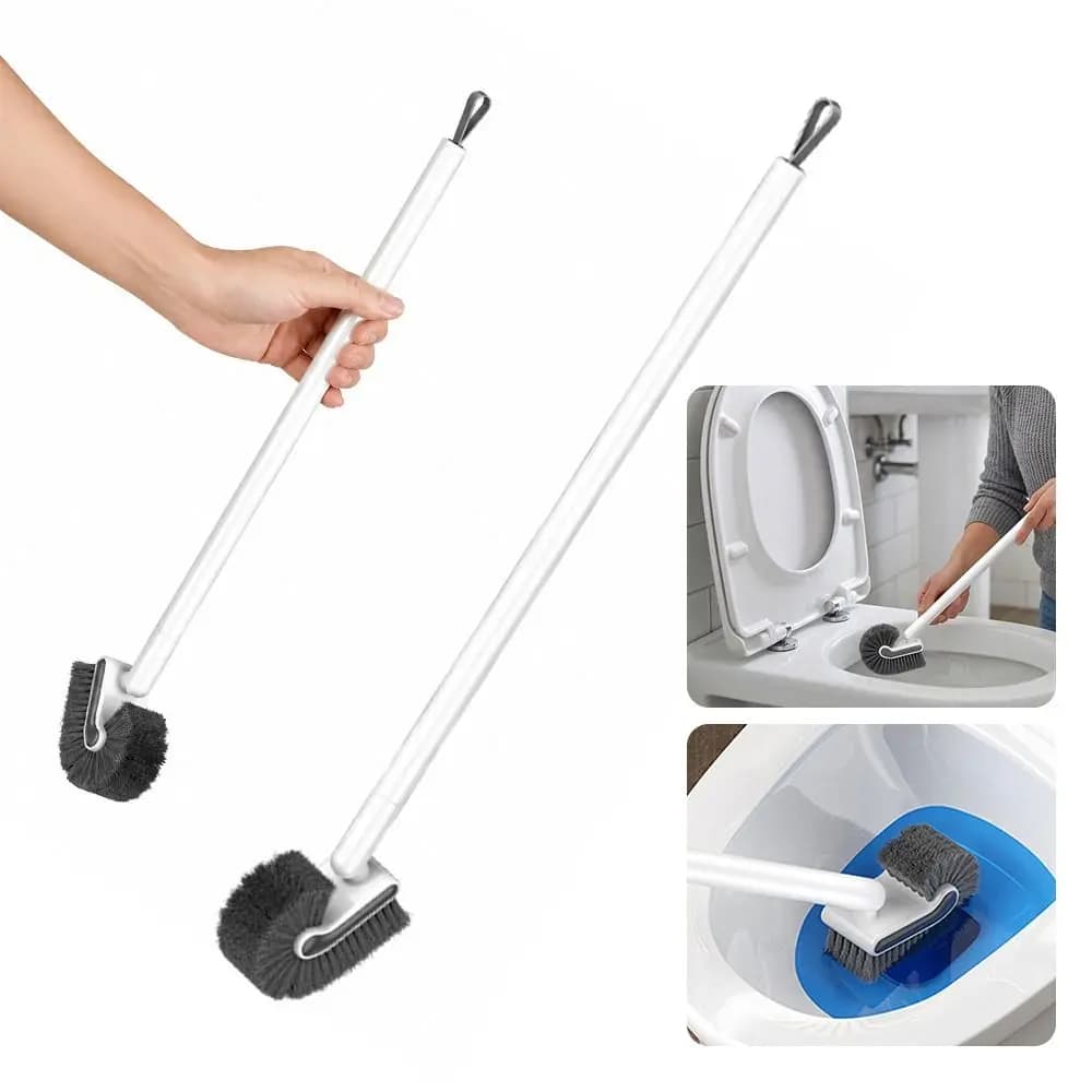Spazzola per WC a manico lungo resistente con testa pieghevole, per la pulizia di angoli e fessure, spazzola per la pulizia del pavimento, articoli per la casa