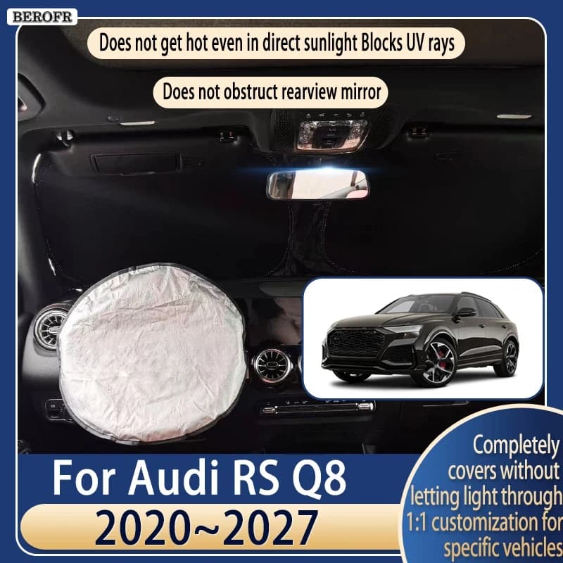 Steering wheel Car Sun Visor For Audi RS Q8 2020~2027 26 Summer Cooling Auto Accessories Front Windshield Sunshade Heat Insulati