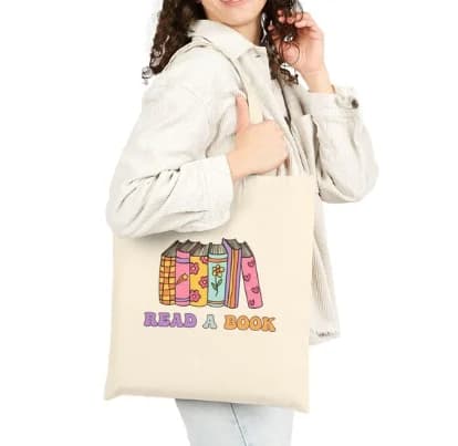Borsa Tote per Amanti dei Libri, Borsa in Tela Casual e Versatile, Borsa a Tracolla Riutilizzabile per la Spesa, Borsa Porta Libri per Lettrici e Donne