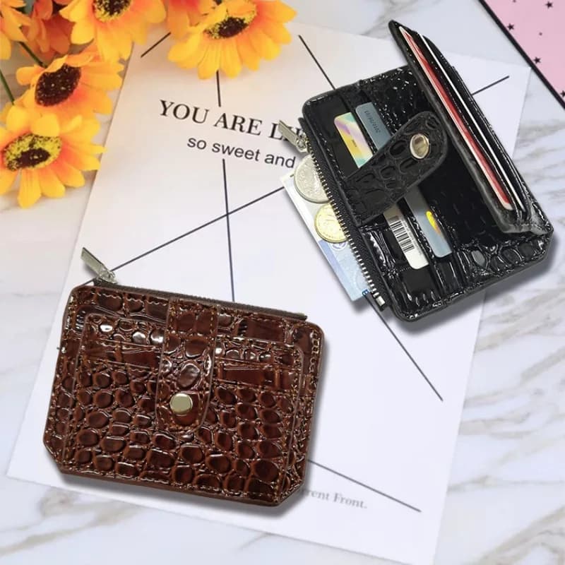 Versione coreana nuovo modello coccodrillo fibbia tinta unita portamonete con cerniera piccola porta carte porta carte neutro moda