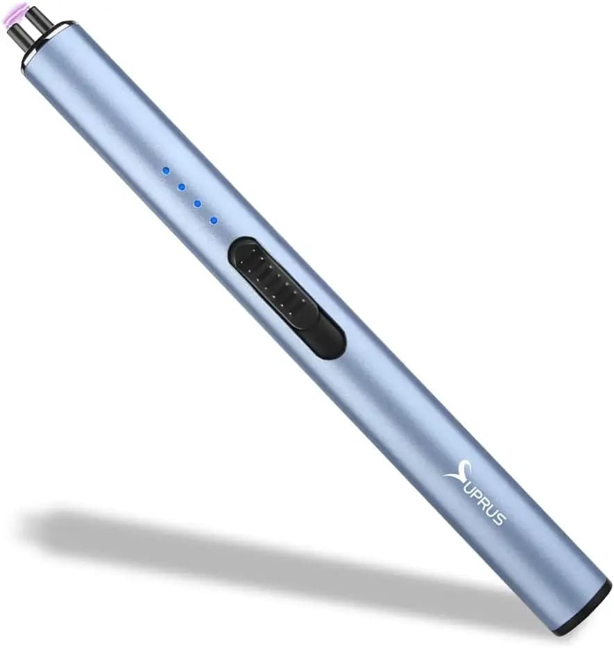 Accendino Elettrico ad Arco Antivento Senza Fiamma Ricaricabile USB con Blocco di Sicurezza per Candele (Blu)