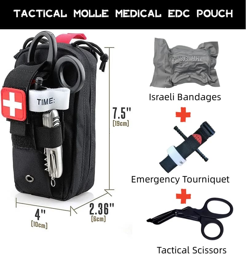 Borsa Molle EDC EMT Benda di emergenza Laccio emostatico Forbici Kit di pronto soccorso Kit di sopravvivenza