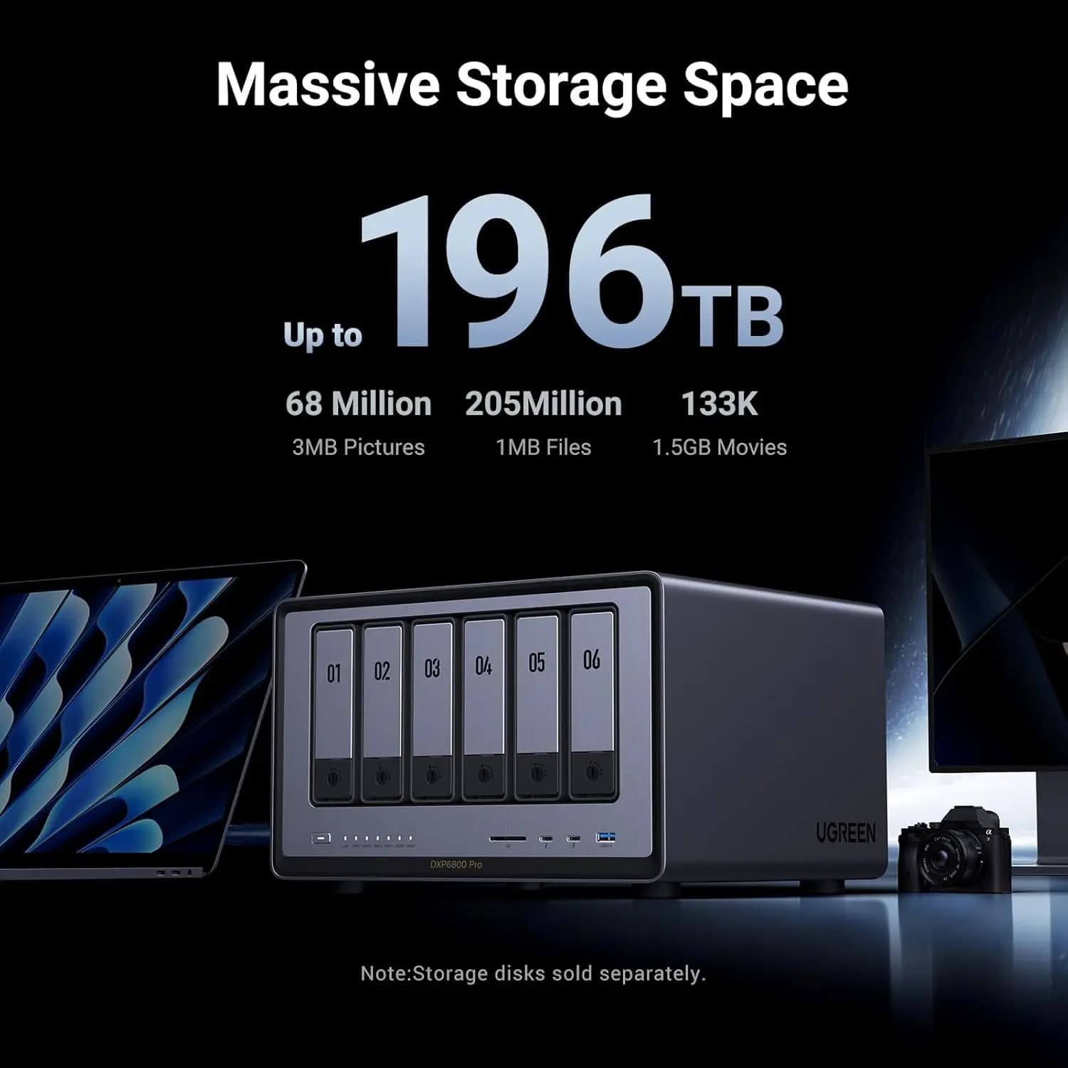 TLF UGREEN NASync DXP6800 Pro Desktop a 6 alloggiamenti NAS i5 1235u 10 Core CPU 8 GB DDR5 RAM Archiviazione attaccata in rete (senza disco)