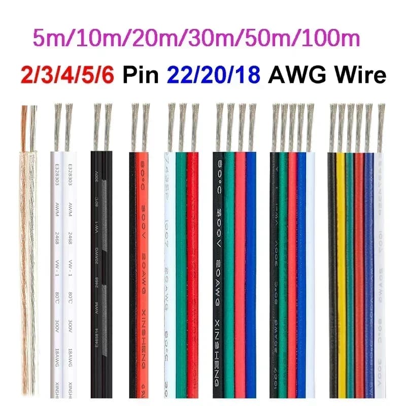 Cavo di prolunga elettrico 18 20 22 AWG per strisce LED 2/3/4/5/6 pin 5V 12V per luci LED WS2812B 5050 RGB RGBWW, altoparlanti auto e veicoli