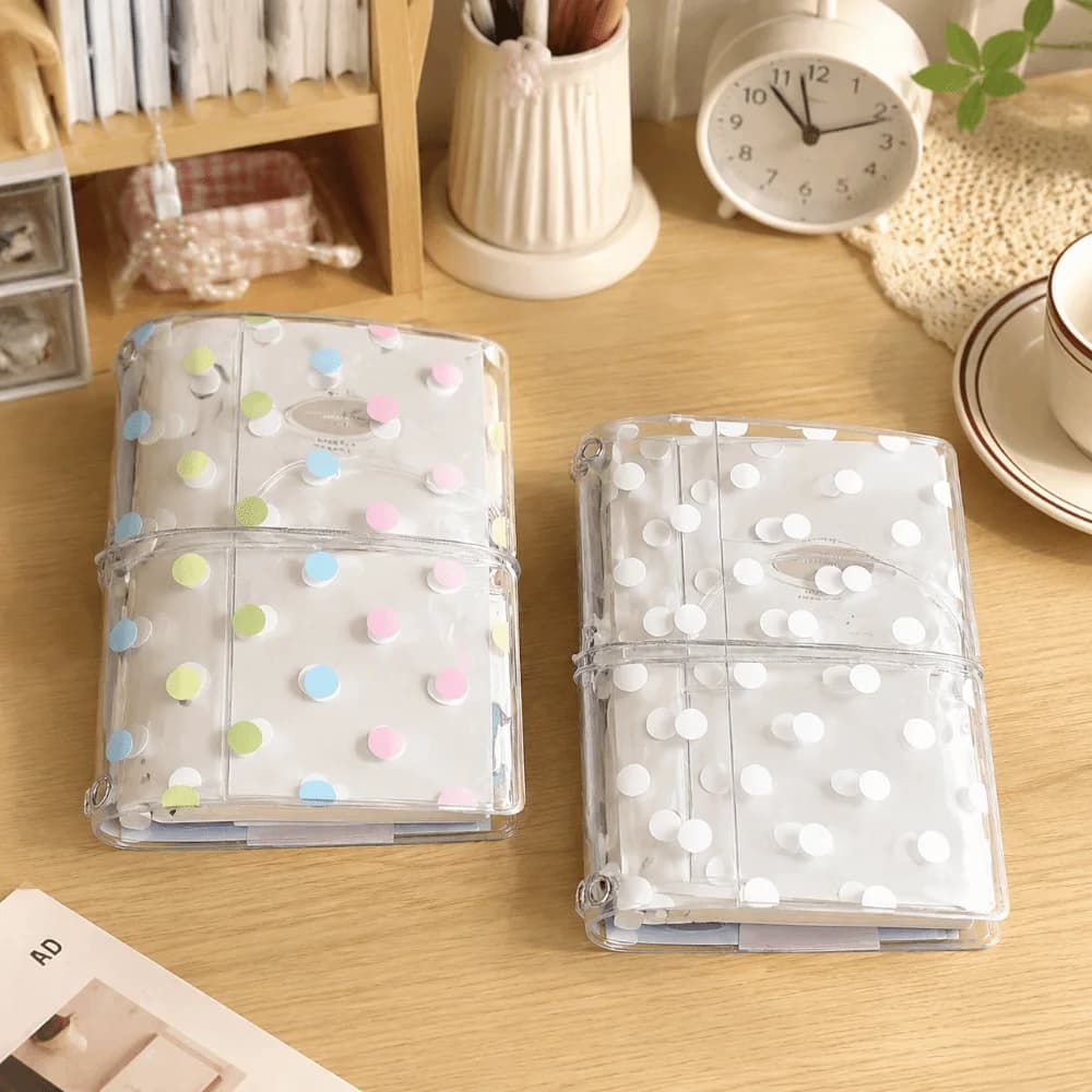 Durable Polka Dot Print Passport Holder Elastic Band Design Clear TN Notebook Cover Portable Transparent Passport Cover Travel