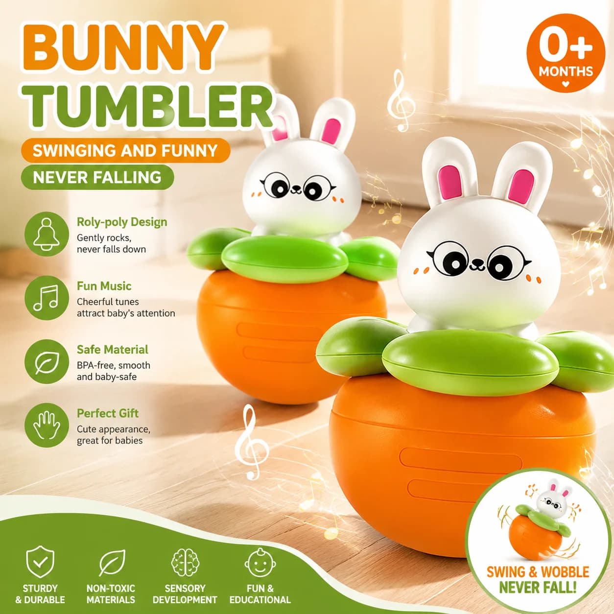 Children's toys: Rabbit, Carrot, Tumbler, Children's Baby, Soothing, Magical Early Education, Puzzle, Clocking