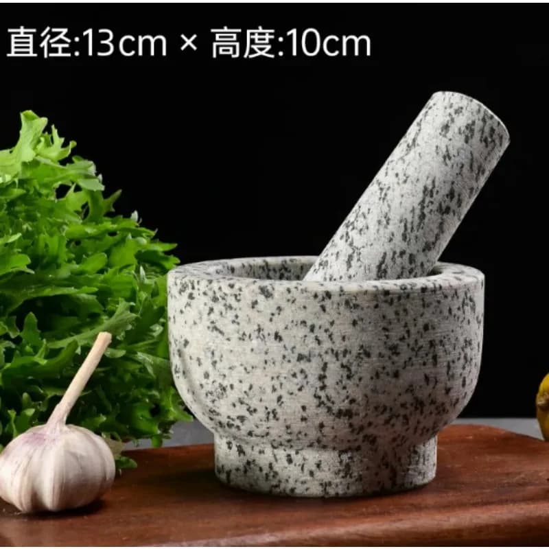 Natural Stone Mortar Pestle Set Manual Garlic Masher Grinder Household Spice Chili Paste Crusher Kitchen Food Crushing Tool