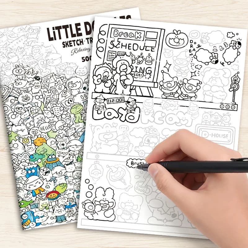 100pcs Beautifully Designed Graffiti Pattern for Copying and Coloring Decompression Drawing Book,Different Interesting Patterns