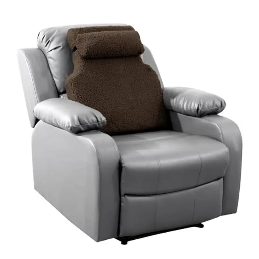 Cuscino Lombare in Pile Sherpa con Poggiatesta per Poltrona Reclinabile, Cuscino in Memory Foam per Sedia Reclinabile, per Dolori alla Schiena, Grande e Alto