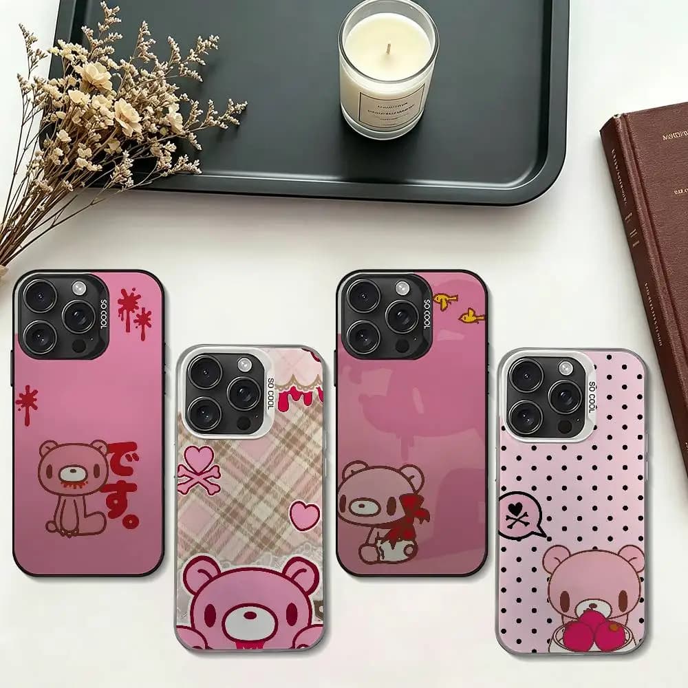 Cartoon G-Gloomy Bear Color Silver Electroplated Shockproof Case For IPhone 17 16 15 14 13 12 11 Pro Max