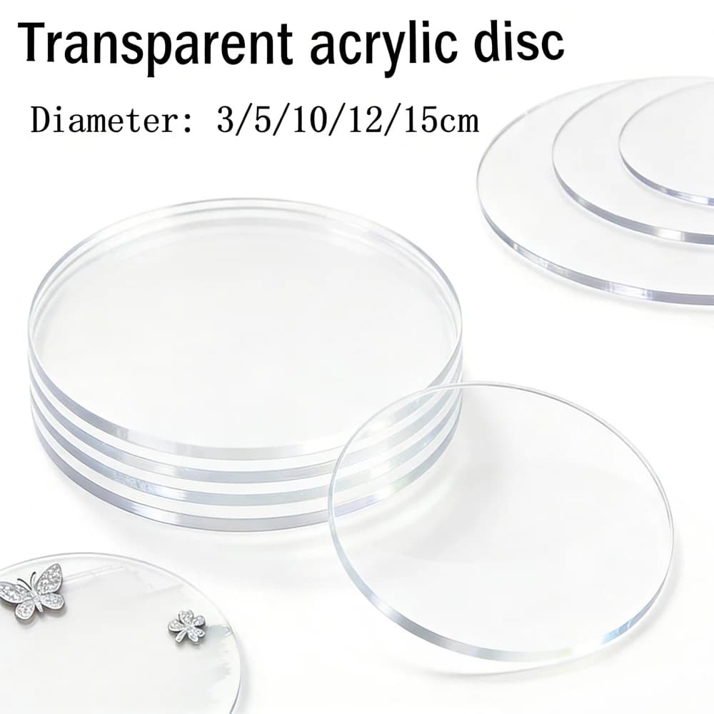 1-10Pcs 5-15cm Clear Acrylic Discs, 2-9.5mm Thick Round Plexiglasss Sheets for DIY Coasters, Placemats & Painting Projects