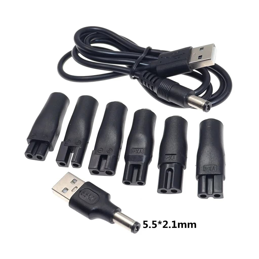 8PCS Replacement Power Cord 5V Charger USB Adapter Suitable for All Kinds Electric Hair Clippers Beard Trimmers Shavers