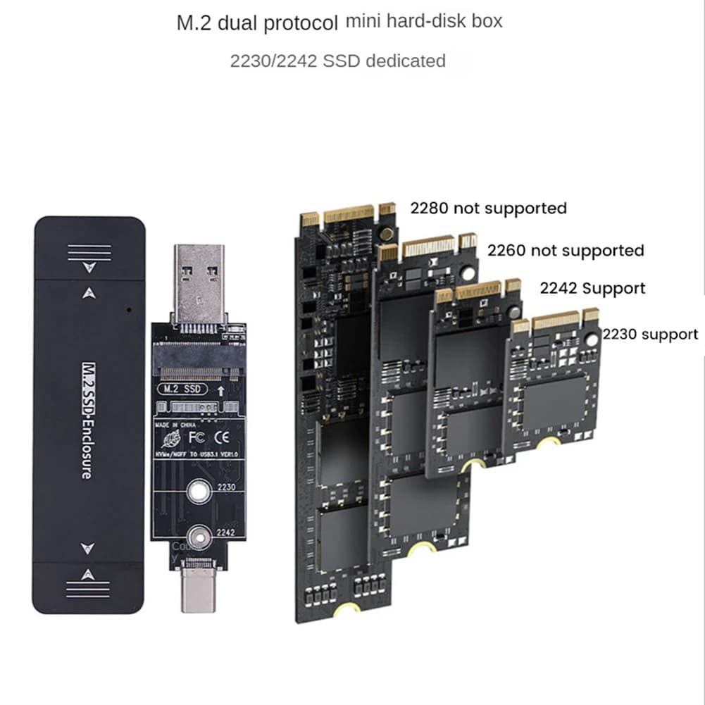 A29F-M.2 SSD-Enclosure USB 3.1 Type C Enclosure per disco rigido USB 3.1 Type C Enclosure per disco rigido esterno per 2230 2242 per Windows/Linux