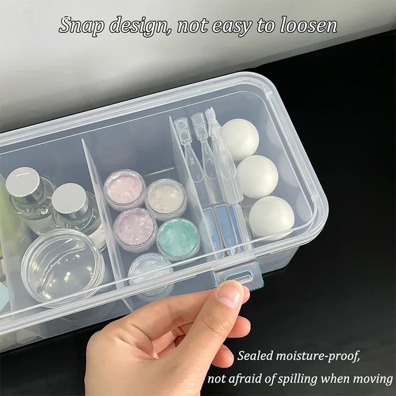 1 Pezzo Scatola Organizer Trasparente in Plastica per Nail Art, per Strass, Pennelli, Penne, Buffer e Lime per Unghie