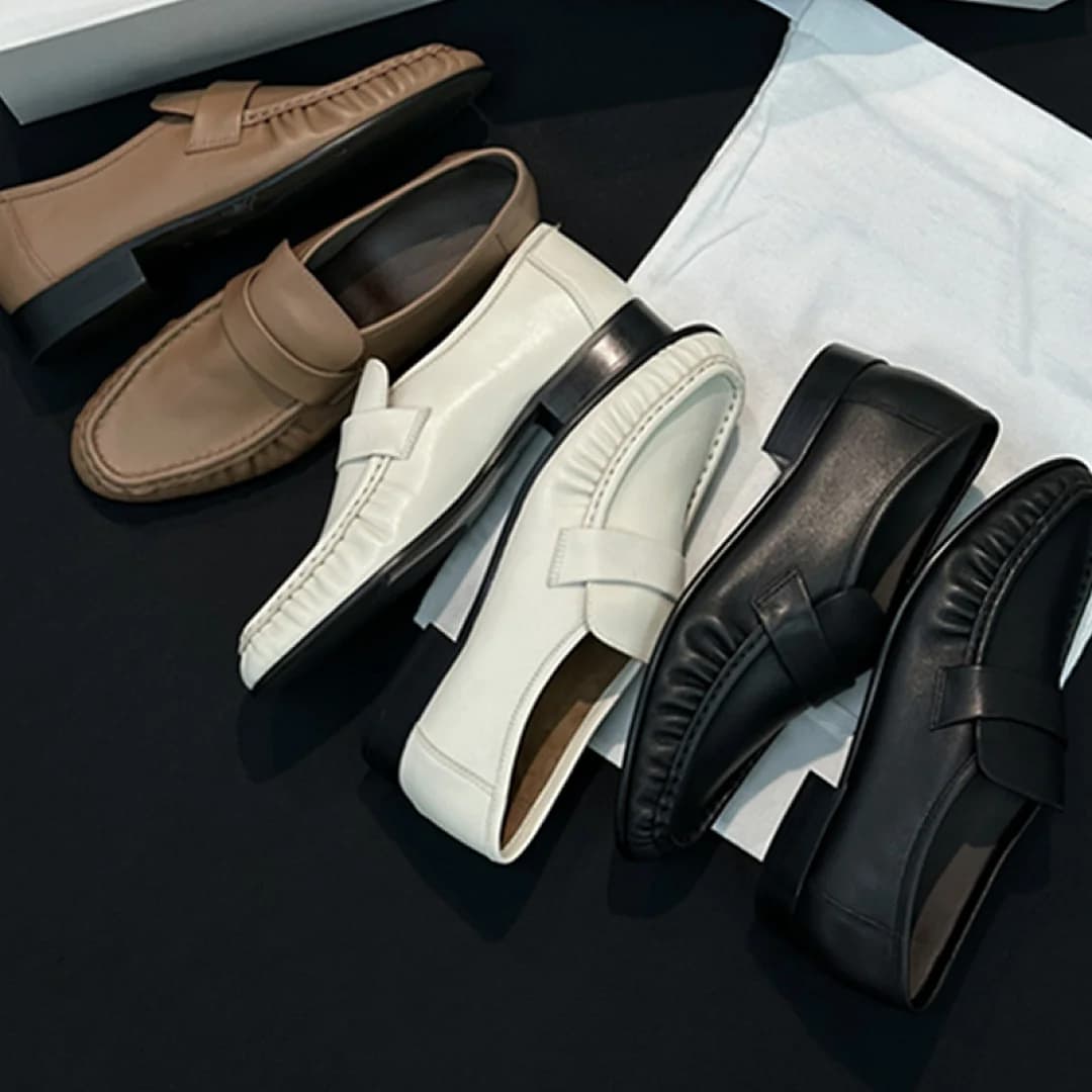 Maxdutti Woman Shoes Italian Handmade Cowhide Loafers Shoes For Woman Minimalist Pleated Soft Commuting Flat Shoes