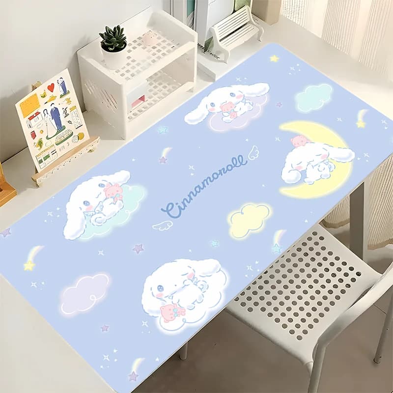 Tappetino per Mouse 90x40cm Cinnamoroll, Tappetino per Tastiera Computer, Grande Accessorio da Gaming, Bordo Bianco, Mousepad XXL, Tappetino da Scrivania per Gamer