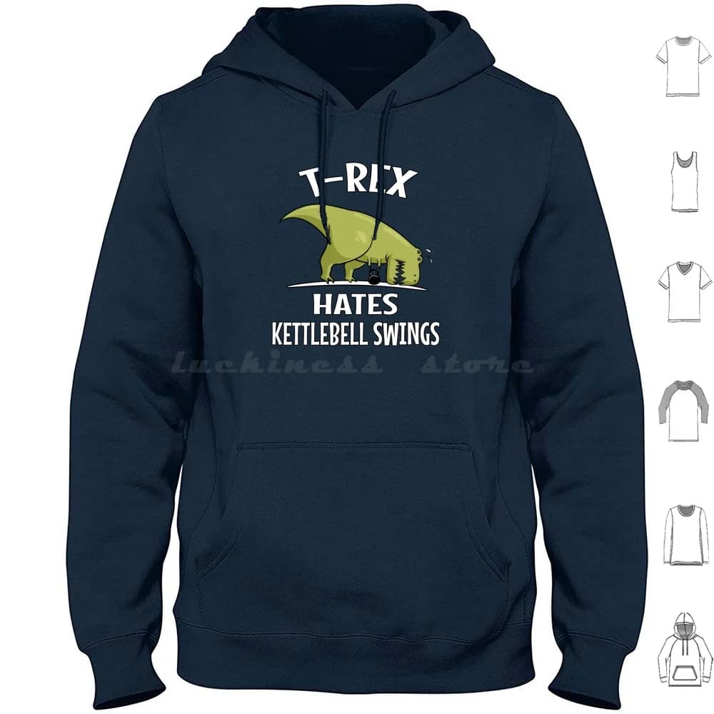 Dinosaur T-Rex hates Kettlebell Hoodie Long sleeve T Rex Dinosaur Tyrannosaurus Rex Fun Dinosaur T Rex Short Arm