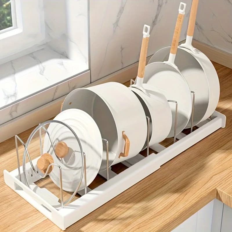 Expandable Kitchen Cabinet Pentola Organizer Rack Multi-purpose Adjustable Dividers Potholder Shelf for Bowls
