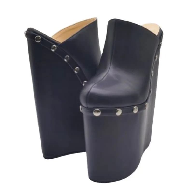 DIZHUANG Pantofole da donna alla moda con tacco alto. Ciabatte a punta chiusa. Circa 20 cm di altezza del tallone. Pantofole con zeppa e plateau. 34-46