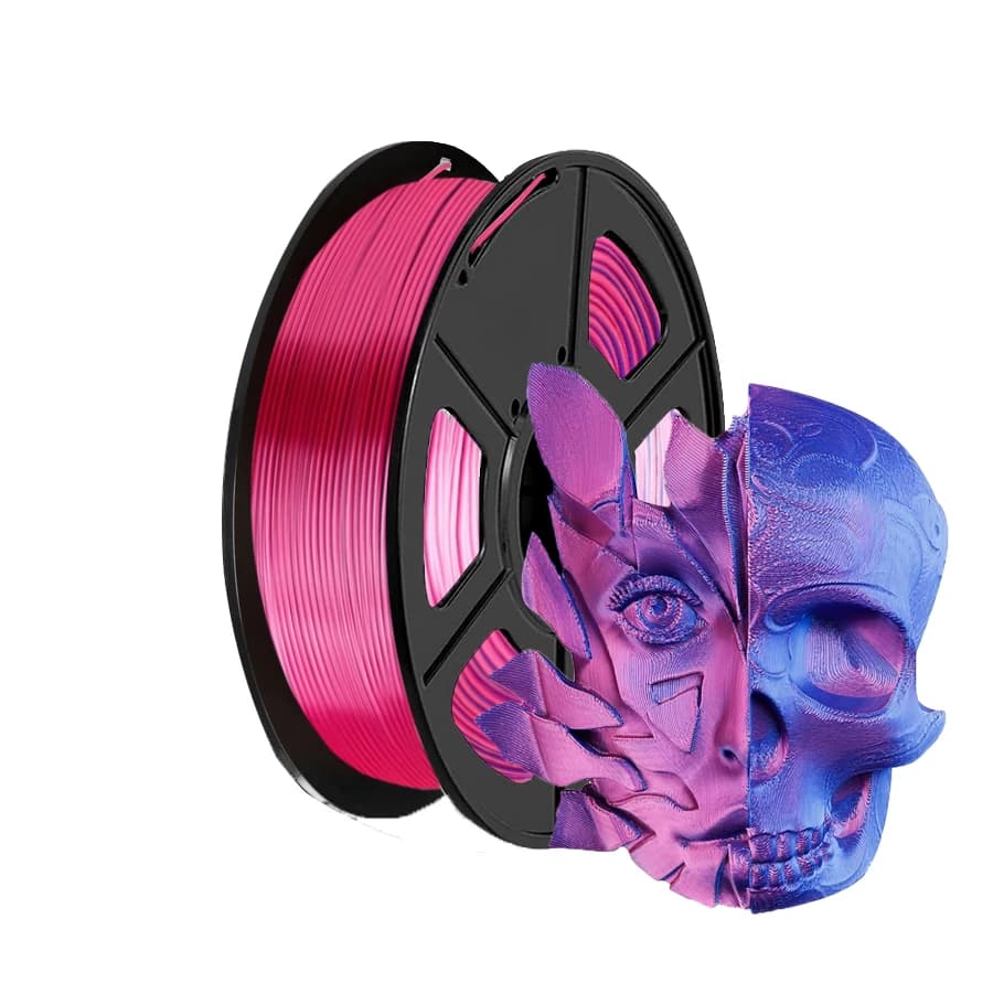 Filament for 3D printer co-extrusion 2 in 1 bicolor silk, dimensional accuracy 1,75 mm +/- 0.02 mm, 250 G coil (0.55 pounds), red blue