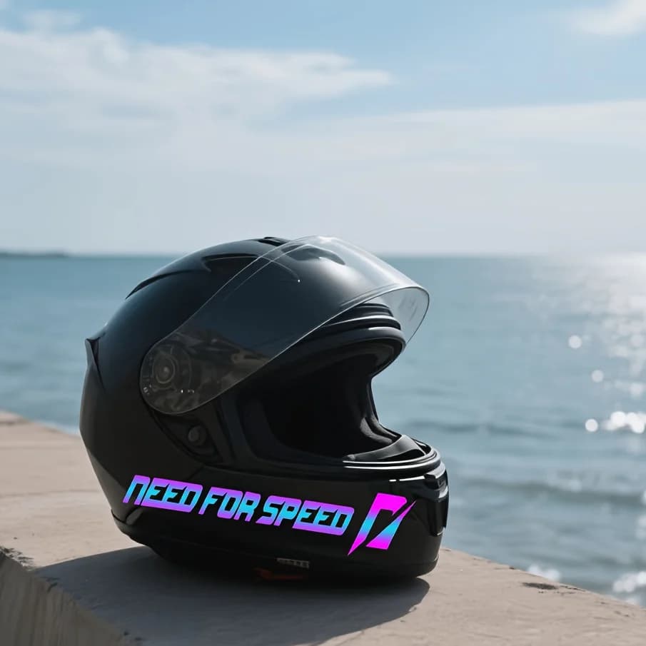 1 Pair Gradient Need For Speed Stickers, UV & Moisture Resistant Decals for Helmet, Car & Bike