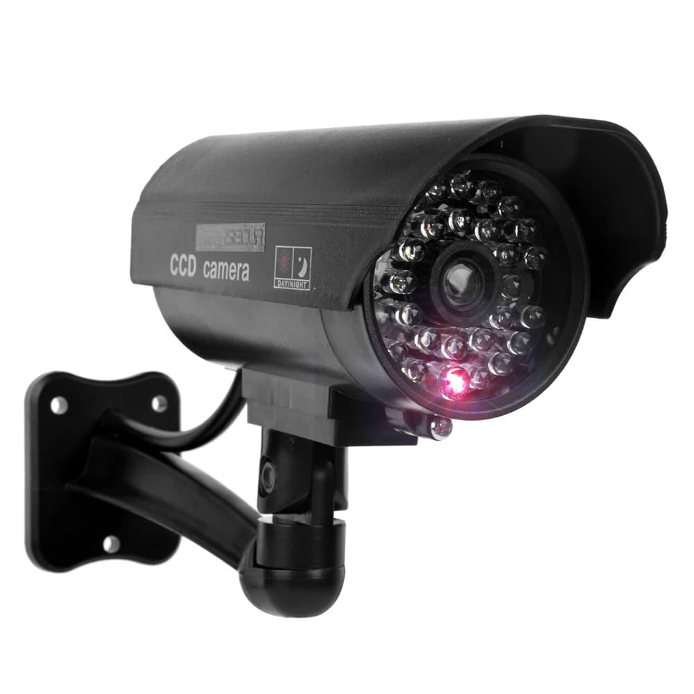 Telecamera Finta da Esterno a Forma di Proiettile con LED Lampeggiante, Supporto in Plastica ABS, LED Rosso, Telecamera di Sicurezza CCTV Finta da Interno 160x124x85mm