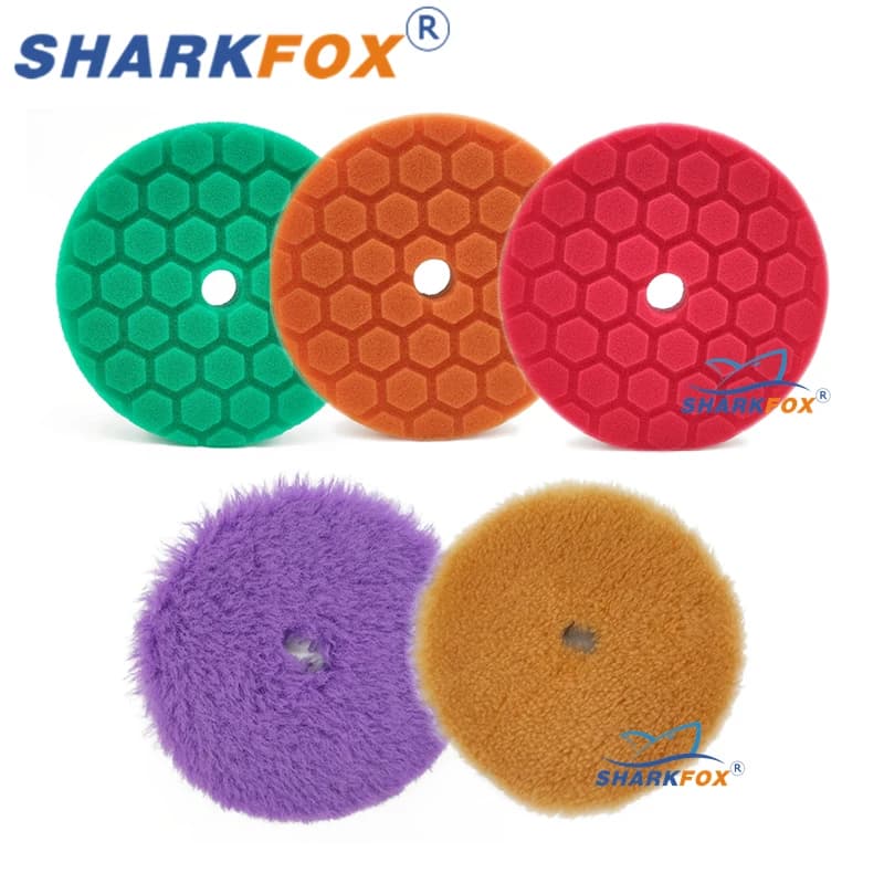 Sharkfox 5 pezzi/set 5 "(125mm)/6"(150mm) Set di tamponi per lucidatura in spugna per auto per ceretta lucidatrice tampone DA/RO/GA