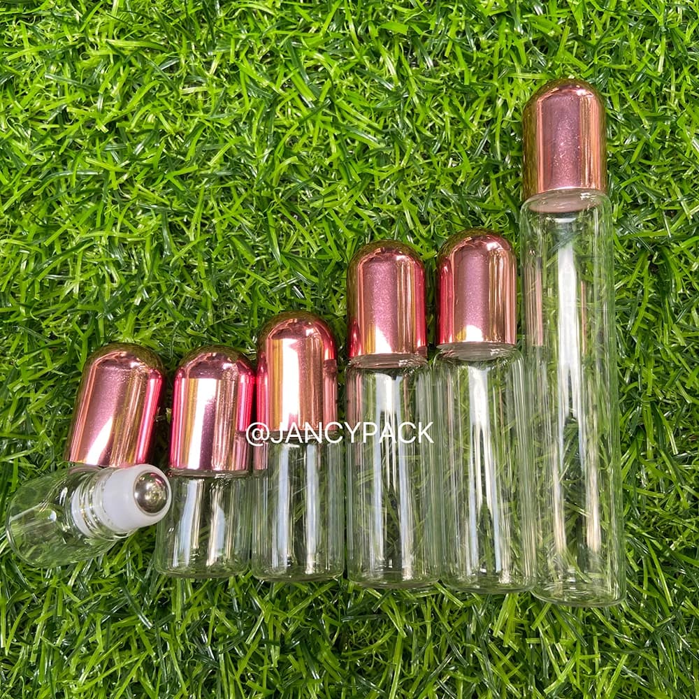 1PC 1/ 2/3/5/10ml Bottiglia di vetro del rullo Prova campione Profumo Bottiglia di olio essenziale Barattoli Fiale Bottiglie riutilizzabili cosmetiche per i viaggi