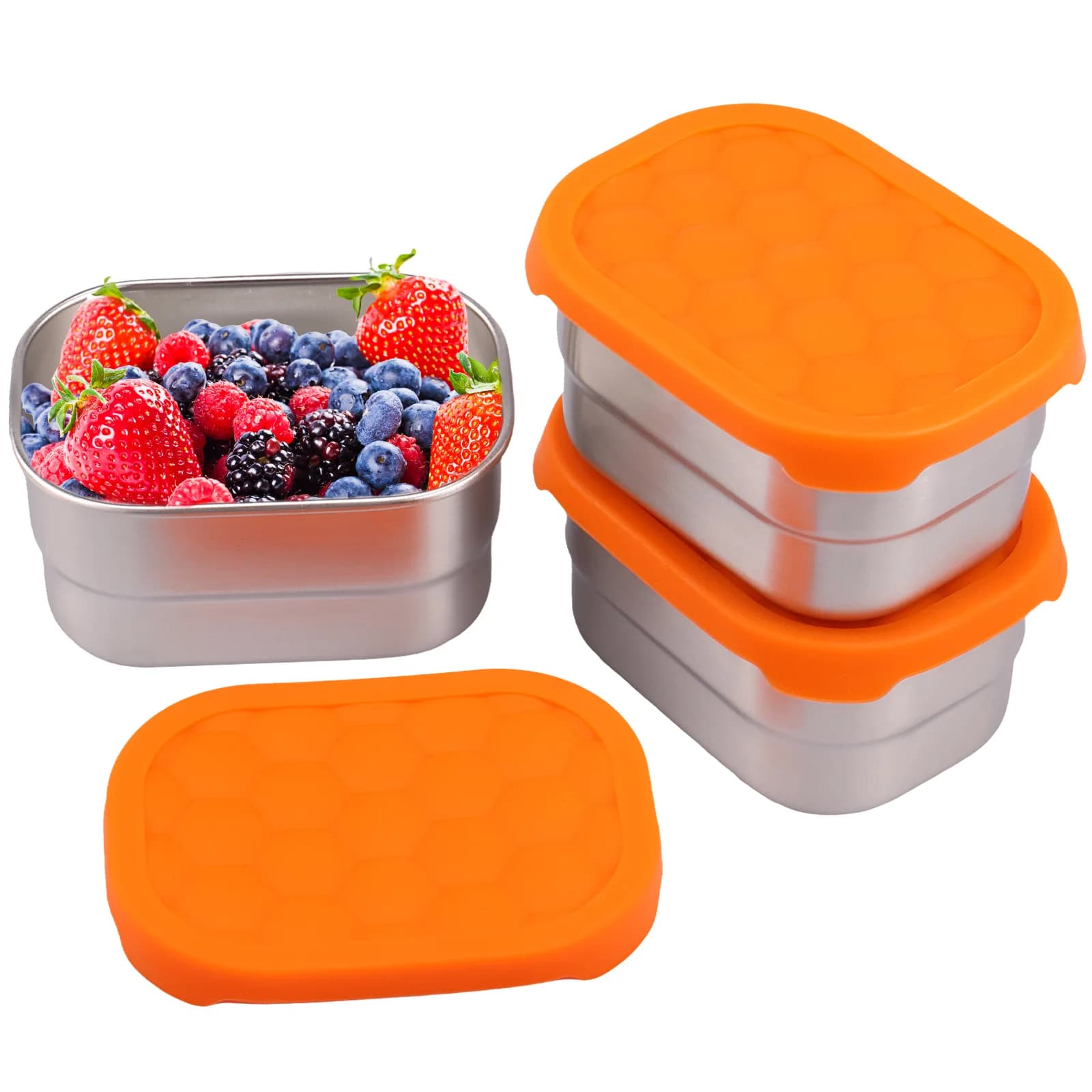 3 contenitori portatili in acciaio inossidabile 304 per il pranzo, per bambini, studenti, viaggi, picnic, riutilizzabili, a tenuta stagna, 230 ml, per frutta, insalata, bento box