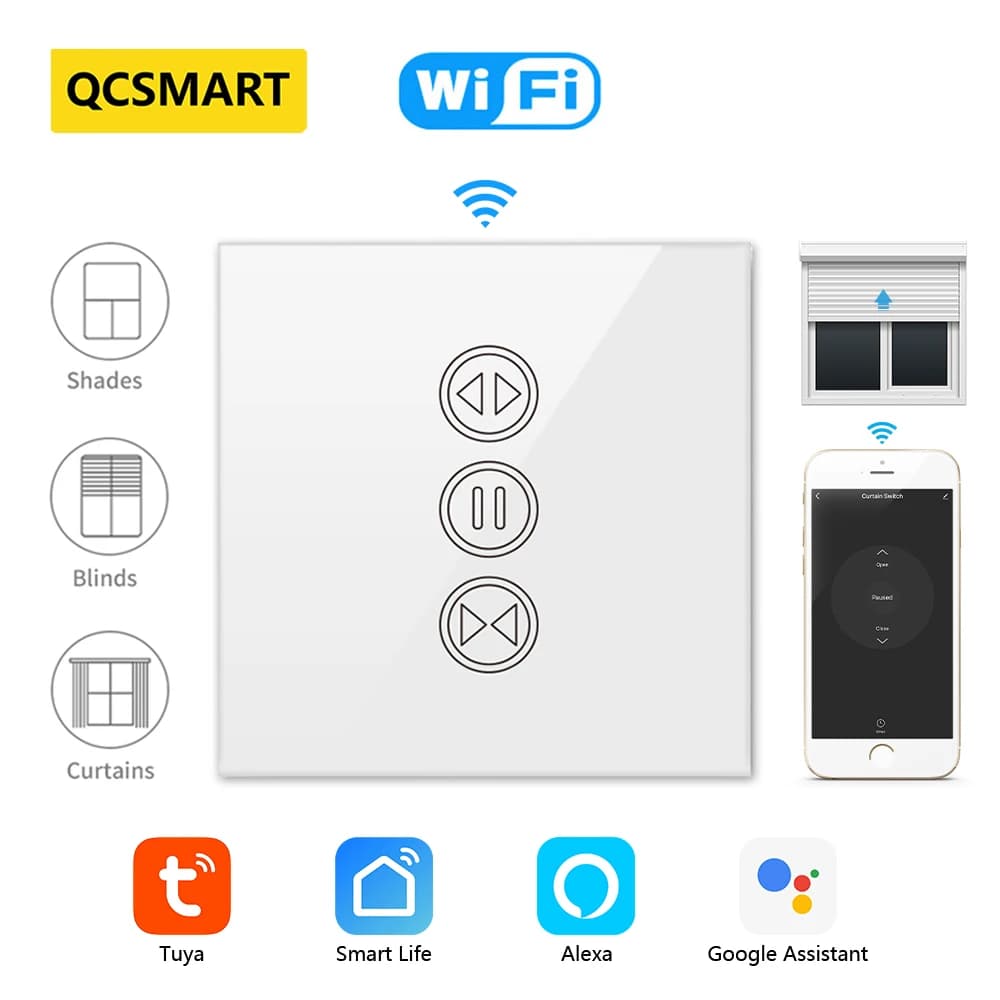 Interruttore per tende WiFi Tuya Smart Life per tapparelle motorizzate elettriche, Google Home, Alexa Voice Control