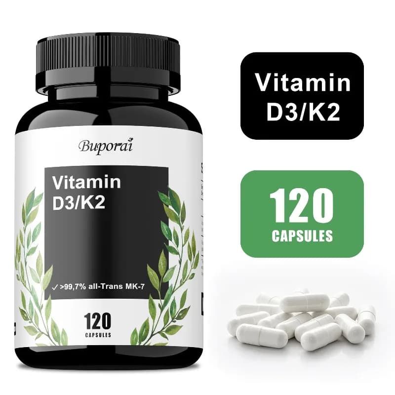 Vitamin D3 K2 Supplement - Calcium Absorption, Promotes Bones, Teeth and Joint Health, Improves Flexibility, Boosts Immunity