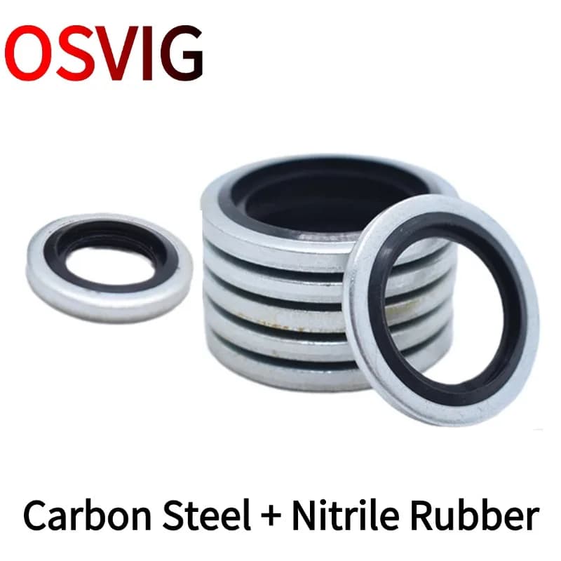 2/10PCS Imperial Carbon Steel Nitrile Rubber Composite Washers, Sealing Washers, O-Rings